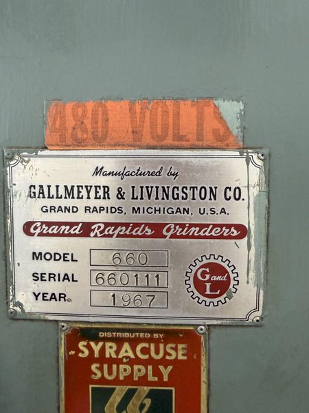 16" X 48" GALLMEYER &amp; LIVINGSTON HYDRUALIC SURFACE GRINDER. STOCK # 1214825