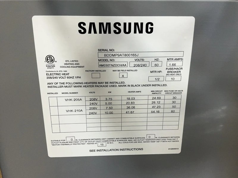Samsung Air Conditioner - Am030tnzdch/aa