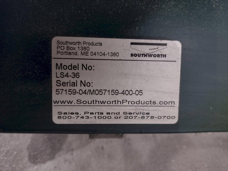 3500 LB X 60" X 48" SOUTHWORTH MODEL #LS4-36 HYDRAULIC SCISSOR LIFT TABLE, 110V SINGLE PHASE: STOCK #20922