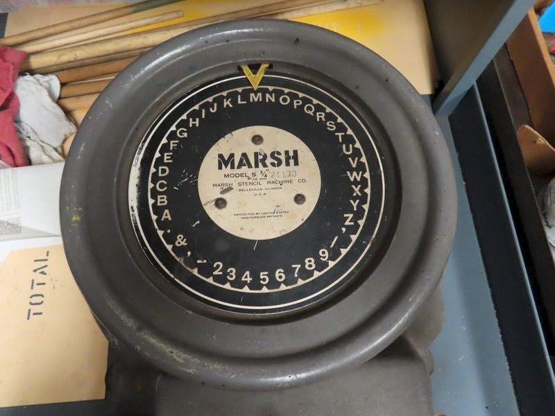 3/4" MARSH MODEL S ADJUSTABLE STENCIL MACHINE WITH MARSH OIL BOARD: YOBRO #26297