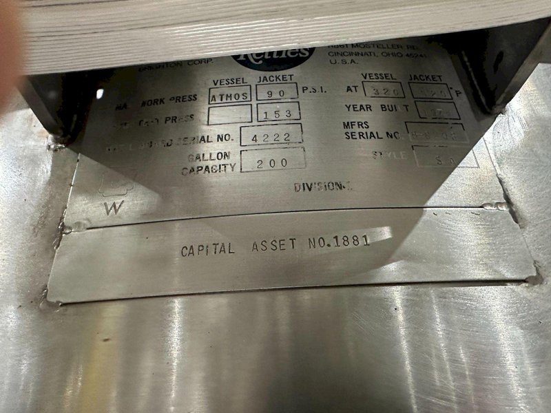 200 Gallon Hamilton Triple Motion Kettle