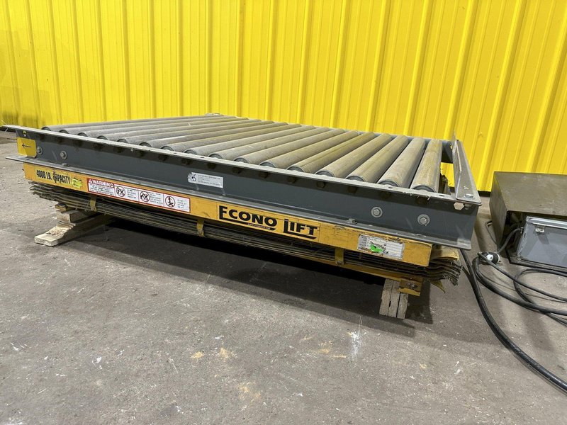 4,000 LBS X 60" X 48" ECONO LIFT HYDRAULIC SCISSOR LIFT TABLE WITH ROLLER CONVEYOR TOP, 115 VOLT: STOCK #20962