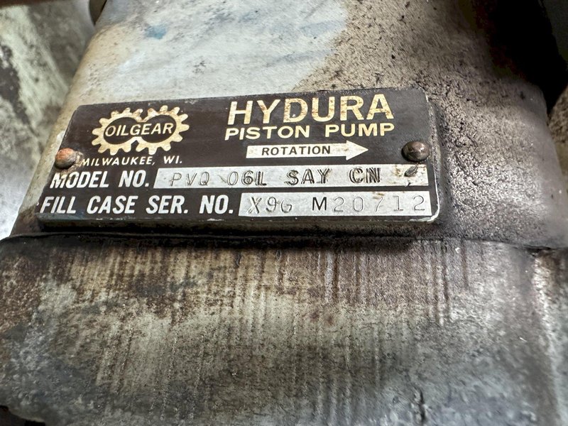 3 HP HYDRAULIC TANK WITH OILGEAR MODEL #PVQ06LSAYCN HYDURA PISTON PUMP: STOCK #14605
