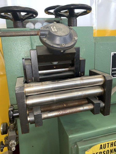 4.7" X .040" BRUDERER MODEL #12120B 19 ROLL PRECISION LEVELER &amp; DOUBLE END UNCOILER: STOCK 13024