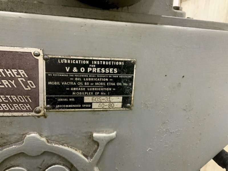60 TON V &amp; O BACK GEARED OBI PRESS: STOCK #80234
