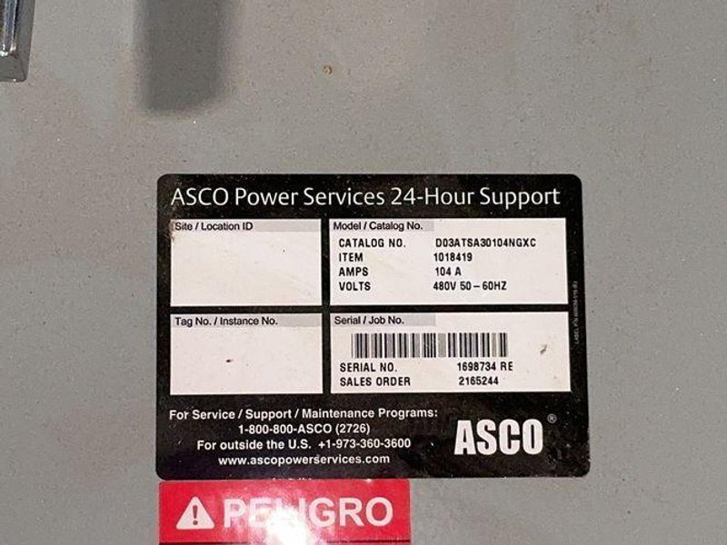 Asco  104 Amps  Powerbox Panel  - D03atsa30104ngxc