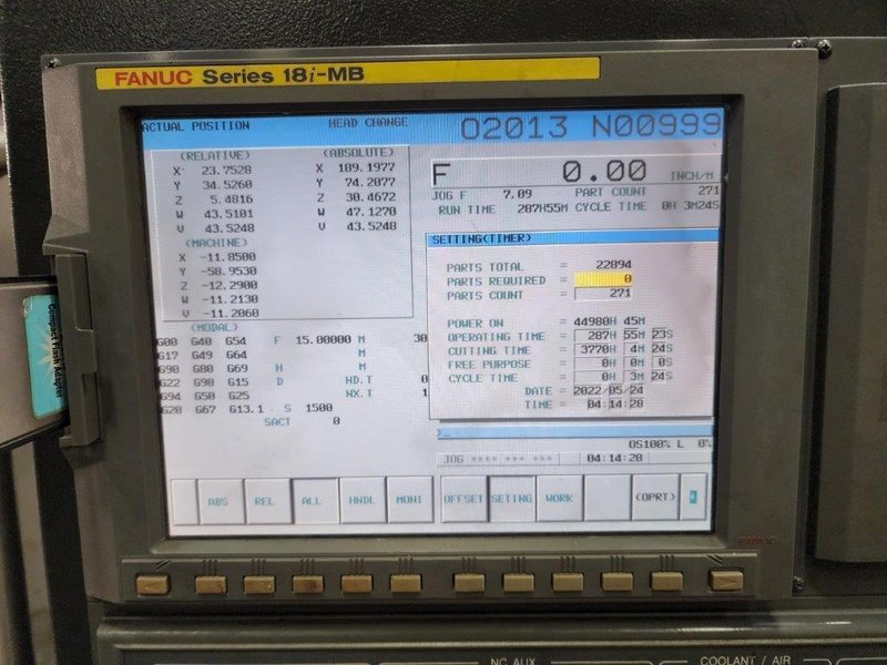 2009 DOOSAN DCM 2740 Gantry Machining Center - 5-Axis, FANUC 18I-MB Controls