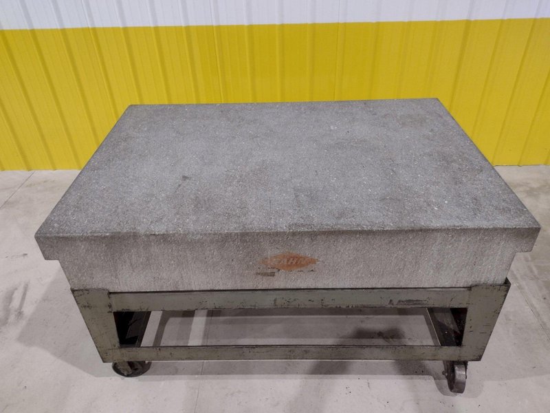 72" X 48" X 12" RAHN GRANITE SURFACE PLATE &amp; TABLE ON CASTERS : STOCK #20060