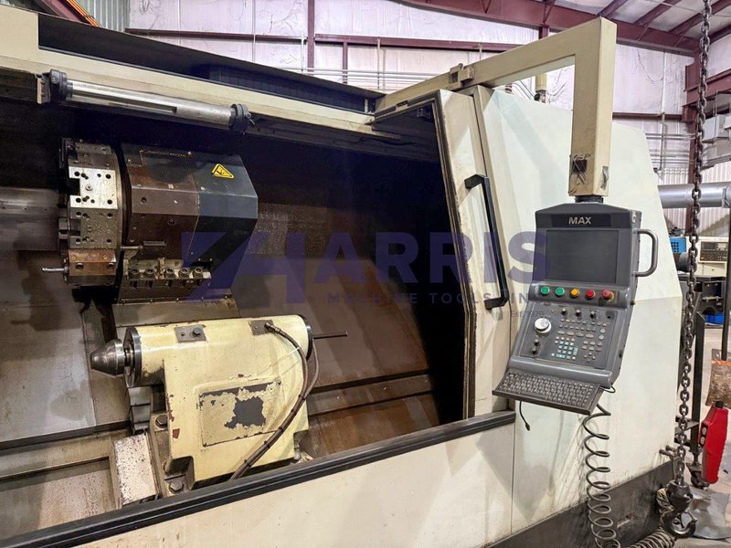 Hurco Slant Bed CNC Lathe Model TM18L with 6" hole, 18" Hydraulic Chuck and Hurco Max controls