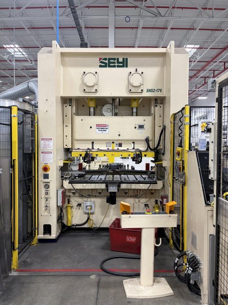 176 Ton Seyi Model SNS2-176 Straight Side Double Crank Press.New (2022) , 5.12" Str, 40-85 Spm vari, 15.75" Die height,72" x 30" BA, Low hours.