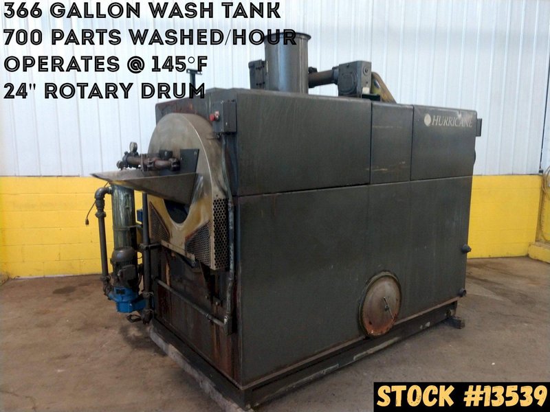 24" HURRICANE MODEL 250 2 STAGE ROTARY DRUM ELECTRIC HEAT STAINLESS STEEL PARTS WASHER: STOCK #13539