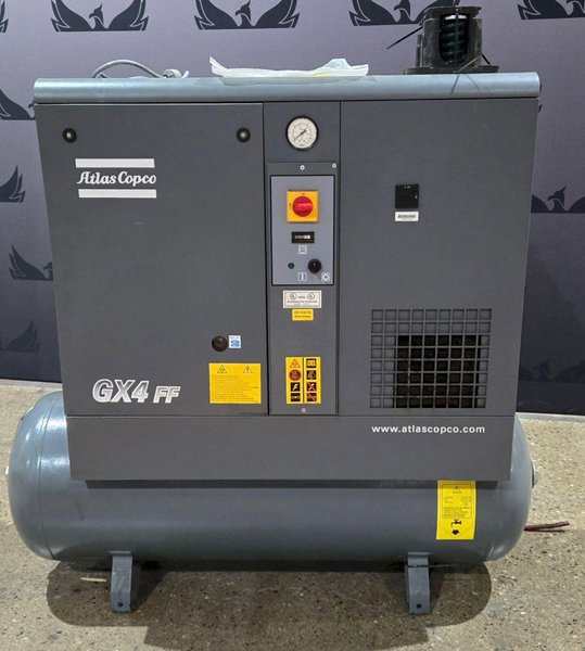 ATLAS COPCO GX4FF 5HP Rotary Compressor w/ Refrigerated Air Dryer USED