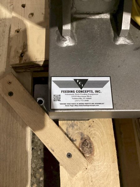 FEEDING CONCEPTS FC-19-15580-2 VIBRATORY BOWL FEEDER SYSTEM USED