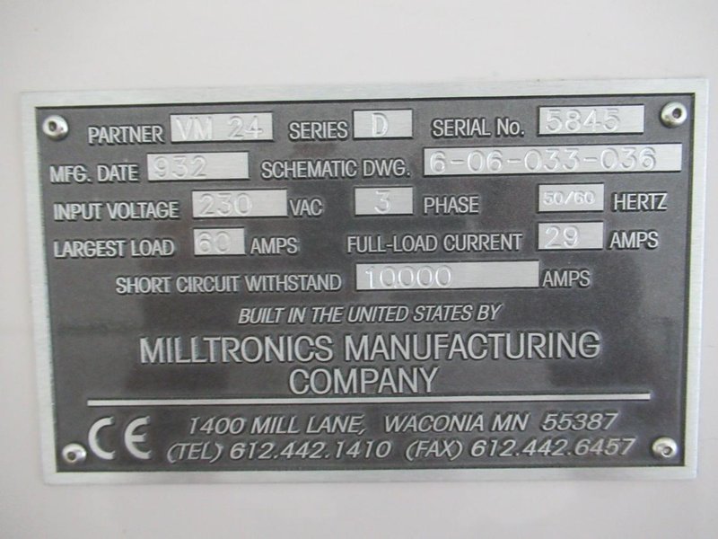 Milltronics VM24 Series D CNC Vertical Machining Center, 8200B CNC Control, 20 ATC, RJH, - Auction Item