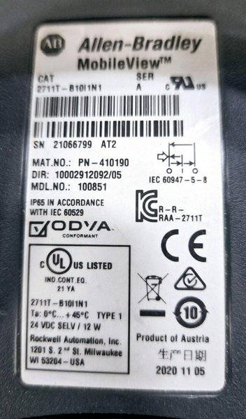 ALLEN BRADLEY 2711T-B10I1N1 TEACH PENDANT MISSING CABLE CONNECTOR USED