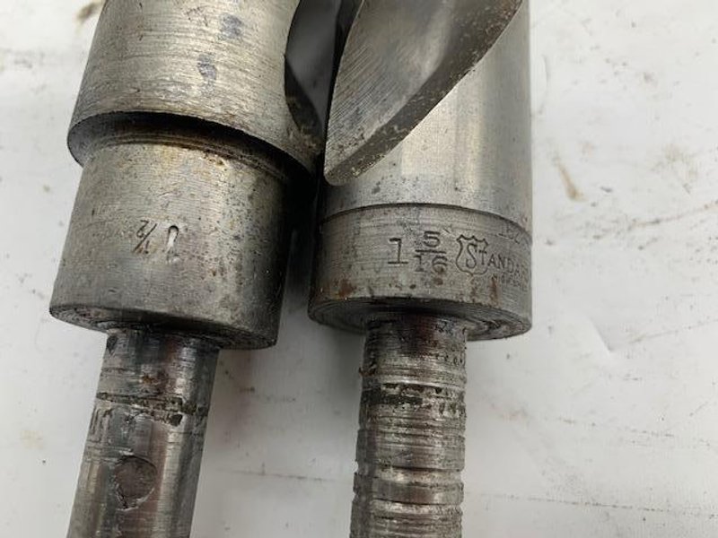 1-5/16" &amp; 1-1/2" TWO MOORE SPECIAL STANDARD HIGH-SPEED DRILL BITS  (MATCHING MALE PIECE): STOCK #15273