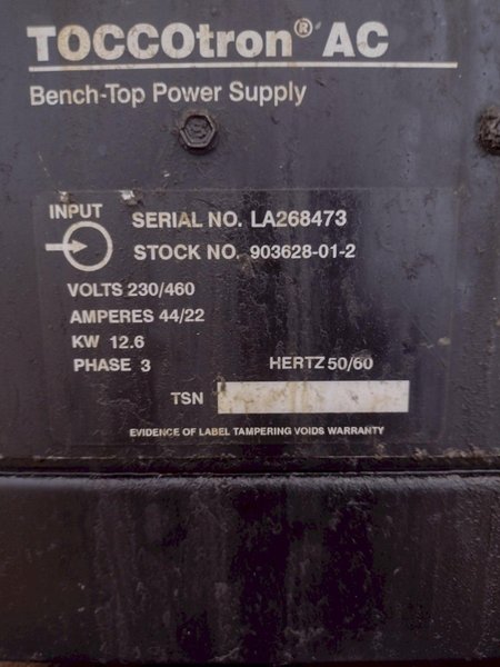 100 KW AJAX TOCCO "TOCCOTRAN" INDUCTION HARDENING SCANNER SYSTEM, NEW 2005: STOCK #17289