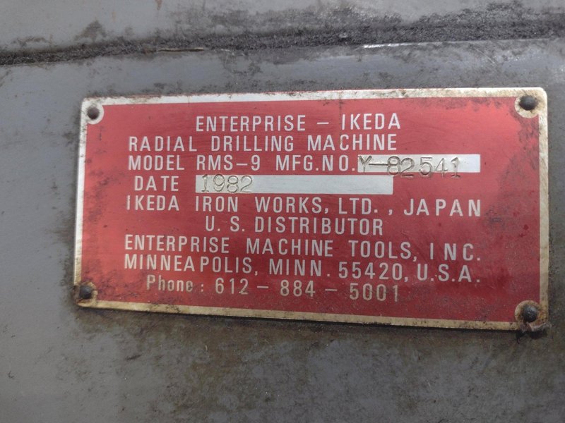 3' x 9" IKEDA MODEL #RMS9 RADIAL DRILL: STOCK #20768