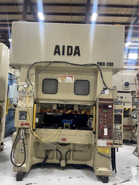 200-TON AIDA PMX-L2-200(1) USED MECHANICAL METAL STAMPING PRESS FOR SALE, YEAR 1990