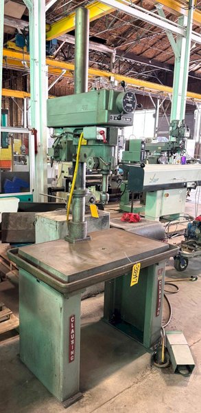 20" Clausing Single Spindle Drill, High Column, 24" x 40" Tbl., 3 MT, 1.5 HP