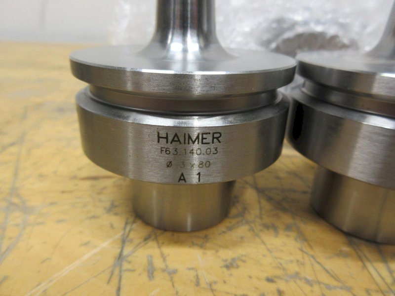 Haimer HSK32 &amp; 63 Shrink Fit Tool Holders, (8 pc) E32.140.03 Dia 3mm x 60, (25 pc) F63.140.03 Dia 3mm x 80, **Used**- Auction Item