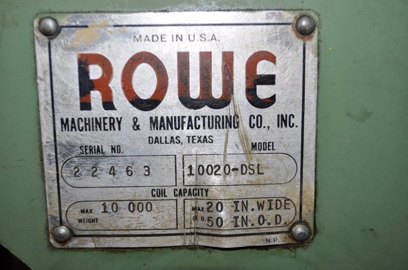 10,000 LB x 20" Rowe Mortorized Uncoiler