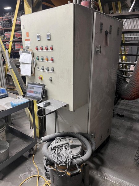 2007 Sinto model scc-90-a vertically parted cold box core cell s/n scc-0011-00 with recieving hopper, scc90 core machine with enclosure and controls
