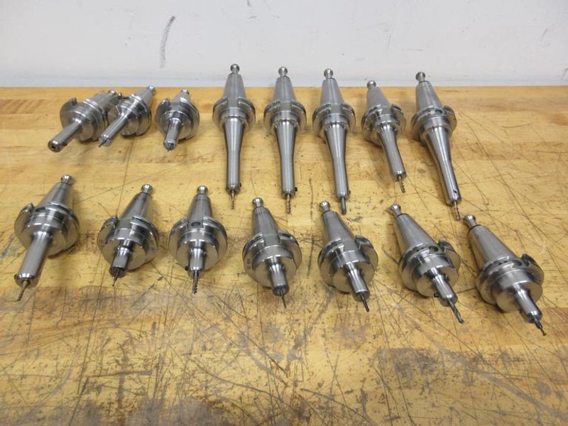 Pioneer CAT40 (15pcs) Ext &amp; Reg Length End Mill Holders, 1/8", 3/16", 1/4" Diameters- Auction Item