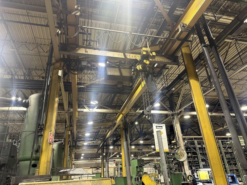 3 TON X 14' WIDE X 130' LONG MPH / BUDGIT OVERHEAD FREE STANDING CRANE SYSTEM: STOCK #20675