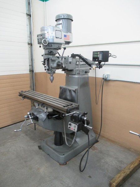 Bridgeport Series I-2HP Vertical Knee Mill, Sony Millman 2-Axis DRO, 9"x 48" Table, X-Axis Power Feed, Power Quill Feed, Chrome Ways- Auction Item