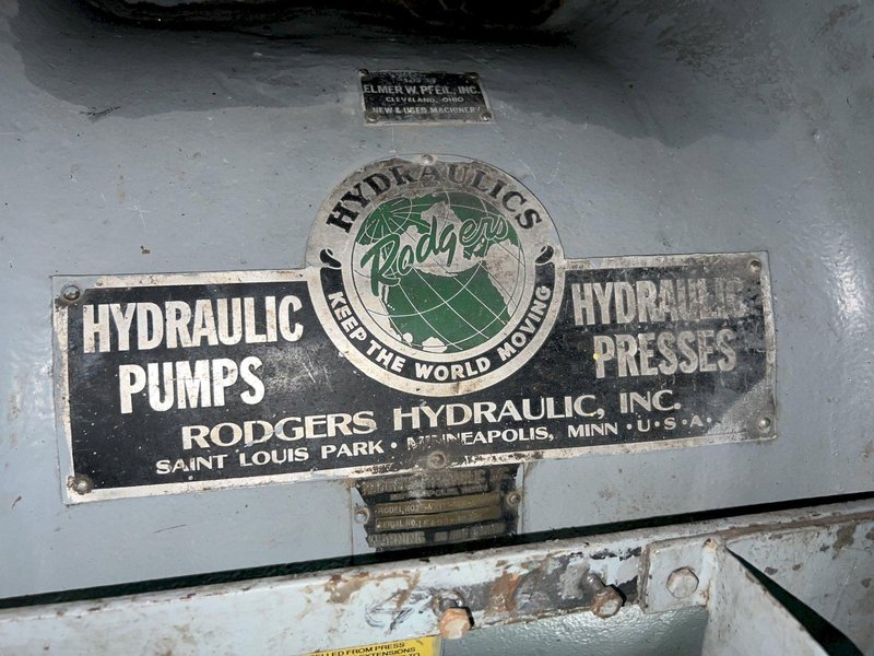 400 TON x 16' RODGERS MODEL #1F400 HYDRAULIC INCLINED FRAME HORIZONTAL WHEEL PRESS: STOCK #15558