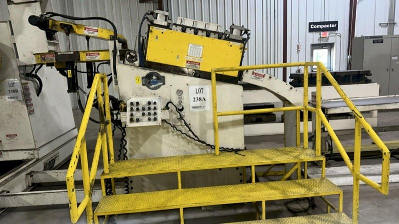 15,000 lbs. x 18" Wide Coe Press Equipment Coil Reel and Coe Powered Straightener For Sale
