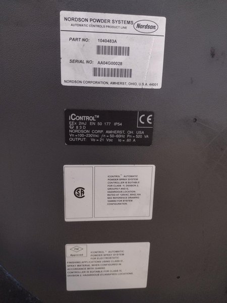 NORDSON POWDER COAT PAINT SYSTEM WITH FEEDER &amp; I-CONTROL: YOBRO #26208