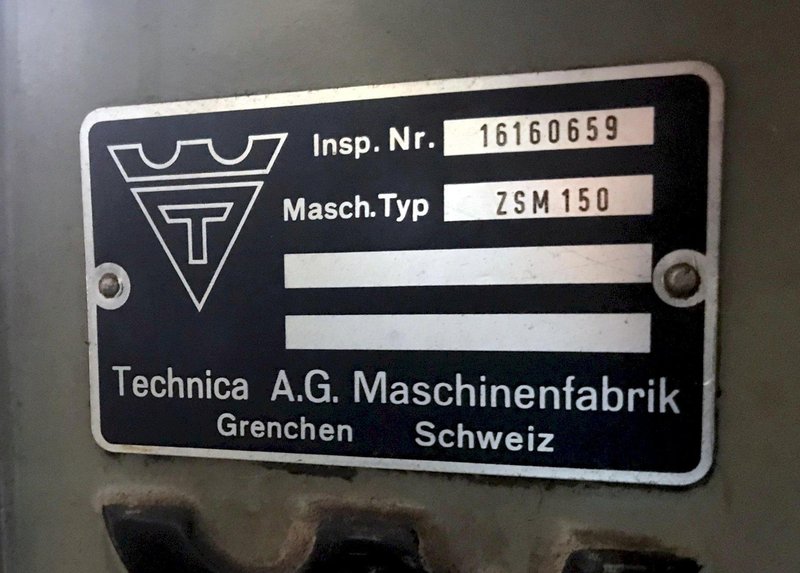 TECHNICA MODEL ZSM-150 "MADE IN SWITZERLAND" CENTER HOLE GRINDER, 2"