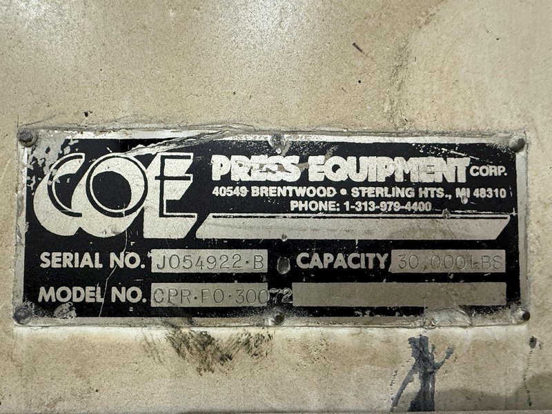 30,000 lbs. x 72" Coe Press Equipment Coil Feed Line, 3 Complete Lines Available for Sale!