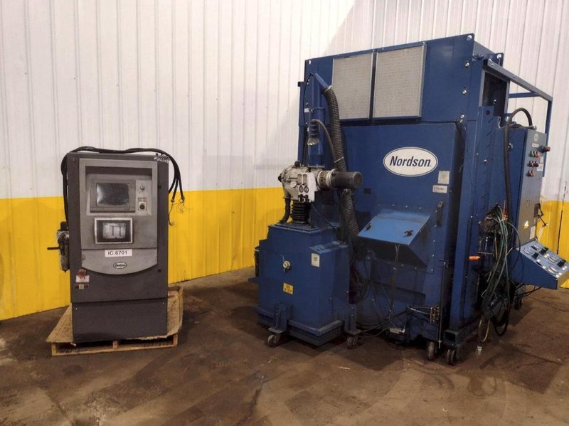 NORDSON POWDER COAT PAINT SYSTEM WITH FEEDER &amp; I-CONTROL. STOCK # 0985226