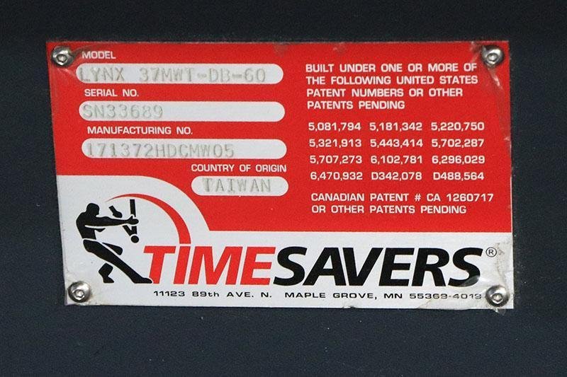 37" TIMESAVERS, LYNX SERIES, WET TWO HEAD BELT GRINDER, DEBURRING &amp; FINISHING, MODEL: LYNX 37MWT-DB-60