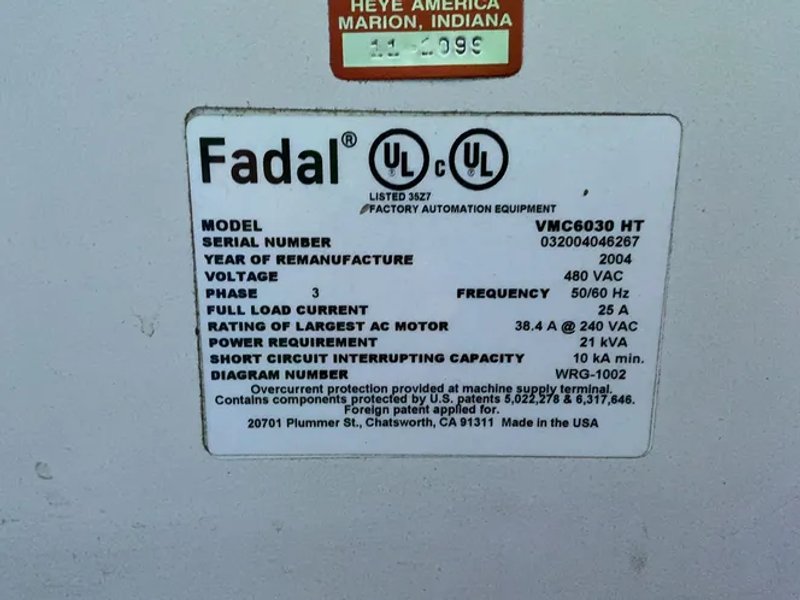 Fadal 30” X 62”  CNC VMC  - VMC6030 Ht