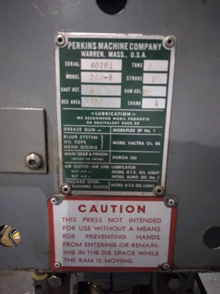 9 TON PERKINS OBI PRESS. STOCK # 0507819