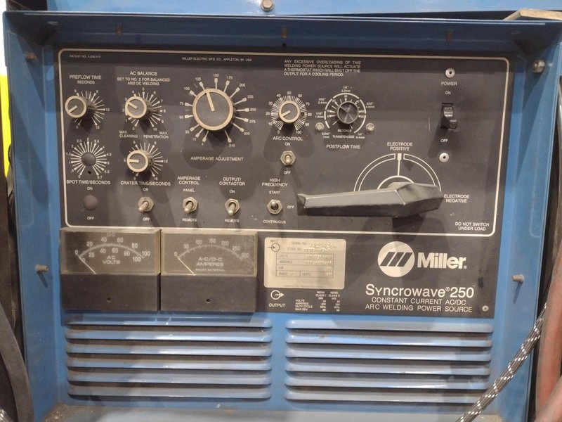 MILLER MODEL #SYNCROWAVE 250 AC/DC WELDER &amp; RADIATOR-1 CHILLER: YOBRO #24819