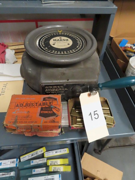 3/4" MARSH MODEL S ADJUSTABLE STENCIL MACHINE WITH MARSH OIL BOARD: YOBRO #26297