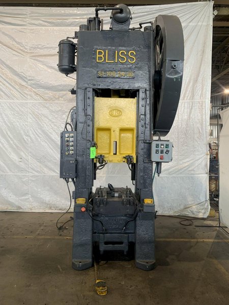 100 TON BLISS S1-100-24-30 STRAIGHT SIDE PRESS. STOCK # 1263020