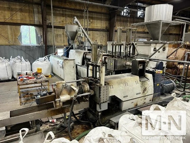 200 MM PURUI MODEL SJ200/32 DUAL EXTRUDER PELLETIZING LINE MFG 2018 (2) AVAILABLE