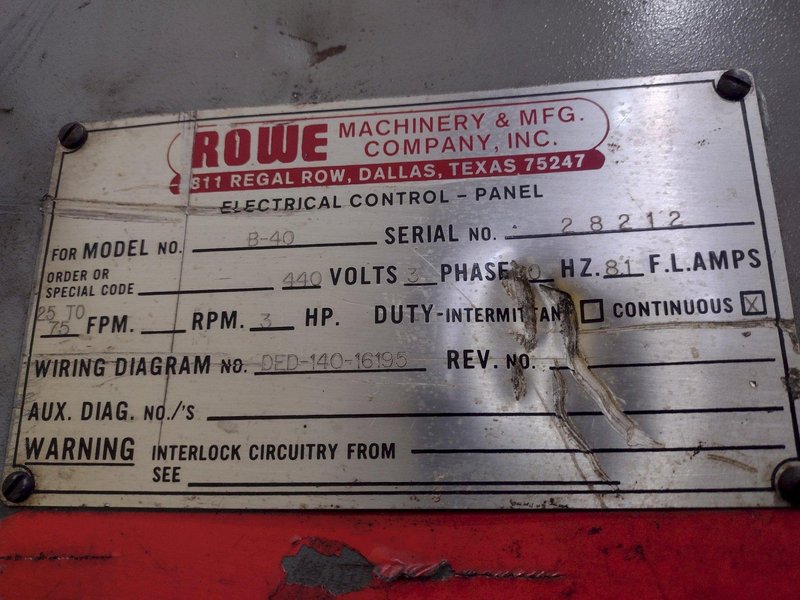 40" WIDE ROWE B-40 POWERED STRAIGHTENER: YOBRO #24886