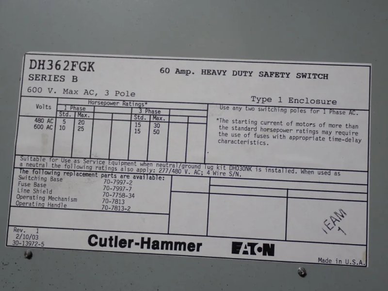 Eaton 60 A Heavy Duty Switch