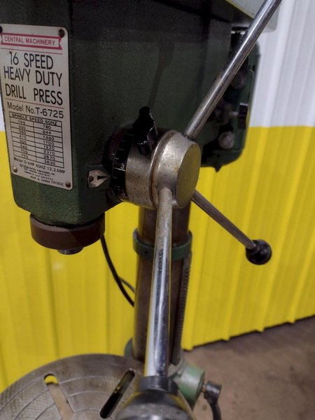 17" CENTRAL MACHINERY MODEL #T-6725 SINGLE SPINDLE DRILL PRESS: STOCK #20284