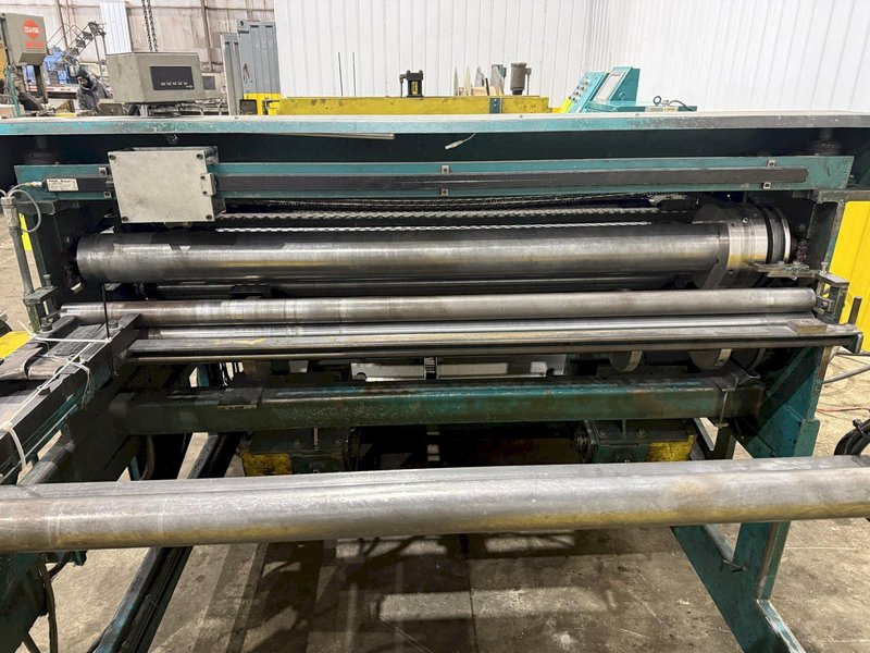 60" x 16 GAUGE IOWA PRECISION MODEL #GAF60-6 COIL SLEAR (SLITTING &amp; CUT-TO-LENGTH) LINE, WITH UNCOILERS &amp; SIDE PUNCHING / NOTCHING: YOBRO #24552
