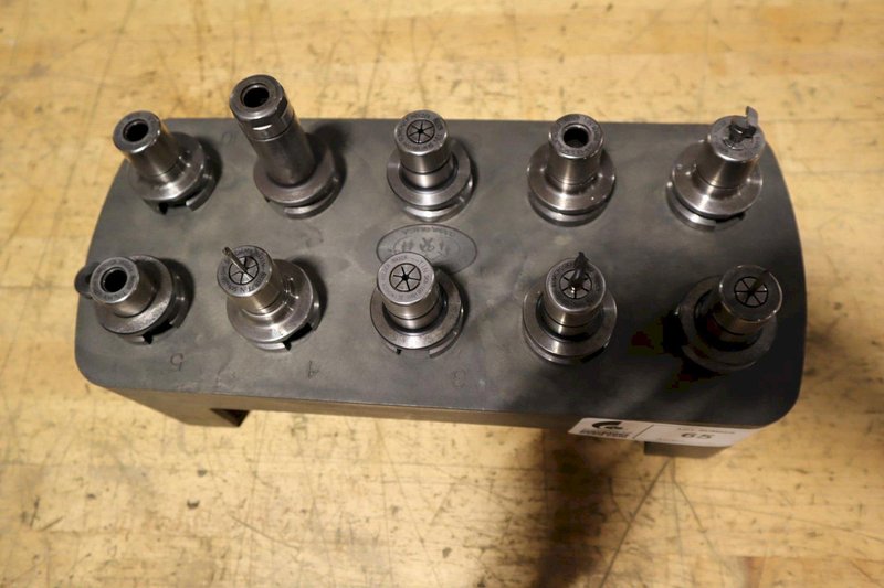 BT30 Tool Holders (10pcs) in Plastic Tool Caddy, Most Are Nikken SKN10B Collet Type Holders- Auction Item