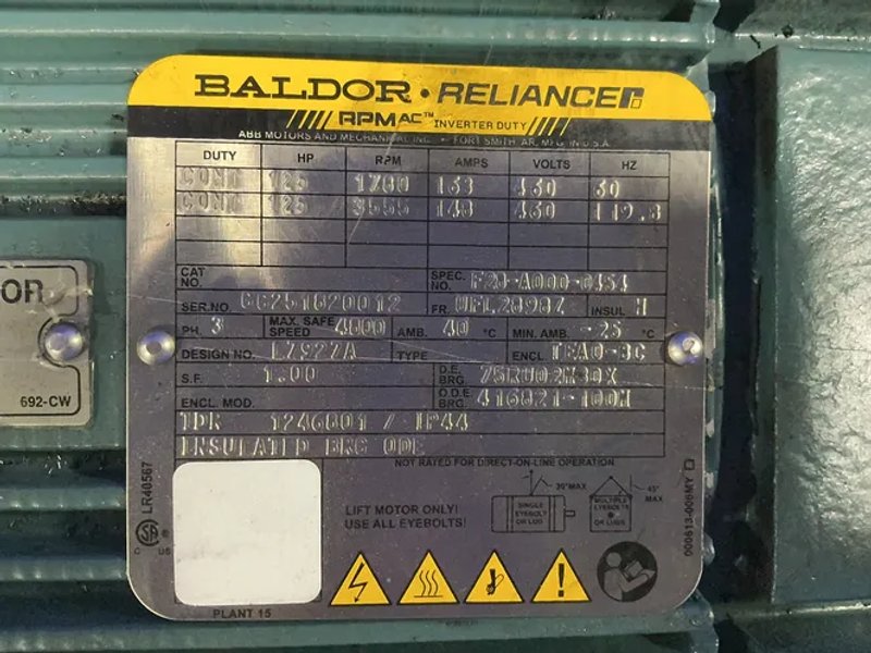 Baldor-reliance 125 Hp Motor - F28-a000-0454