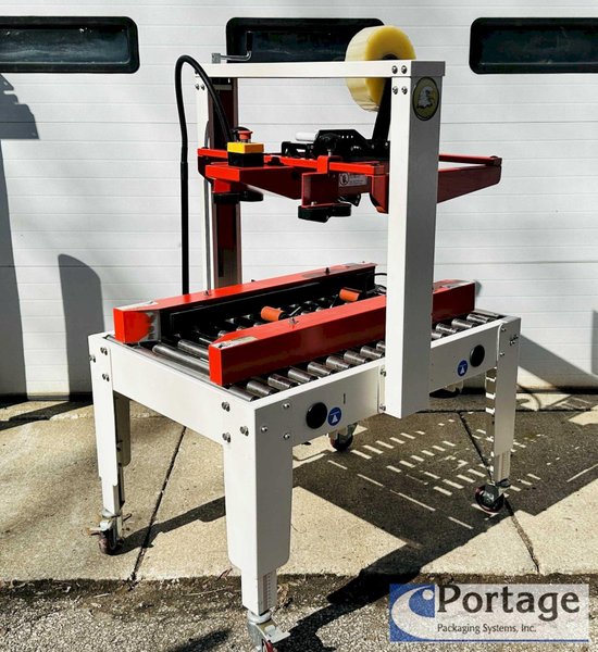 Eagle T100 Carton Sealer  |  Side Driven Belts  |  Top and Bottom 3” Tape Heads  |  Adjustable Carton Sealer